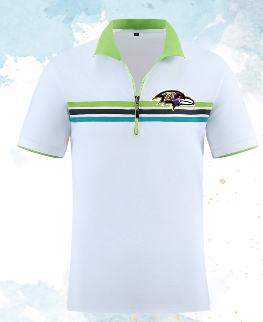 Baltimore Ravens white #63 Men 2025 NFL polo T shirt